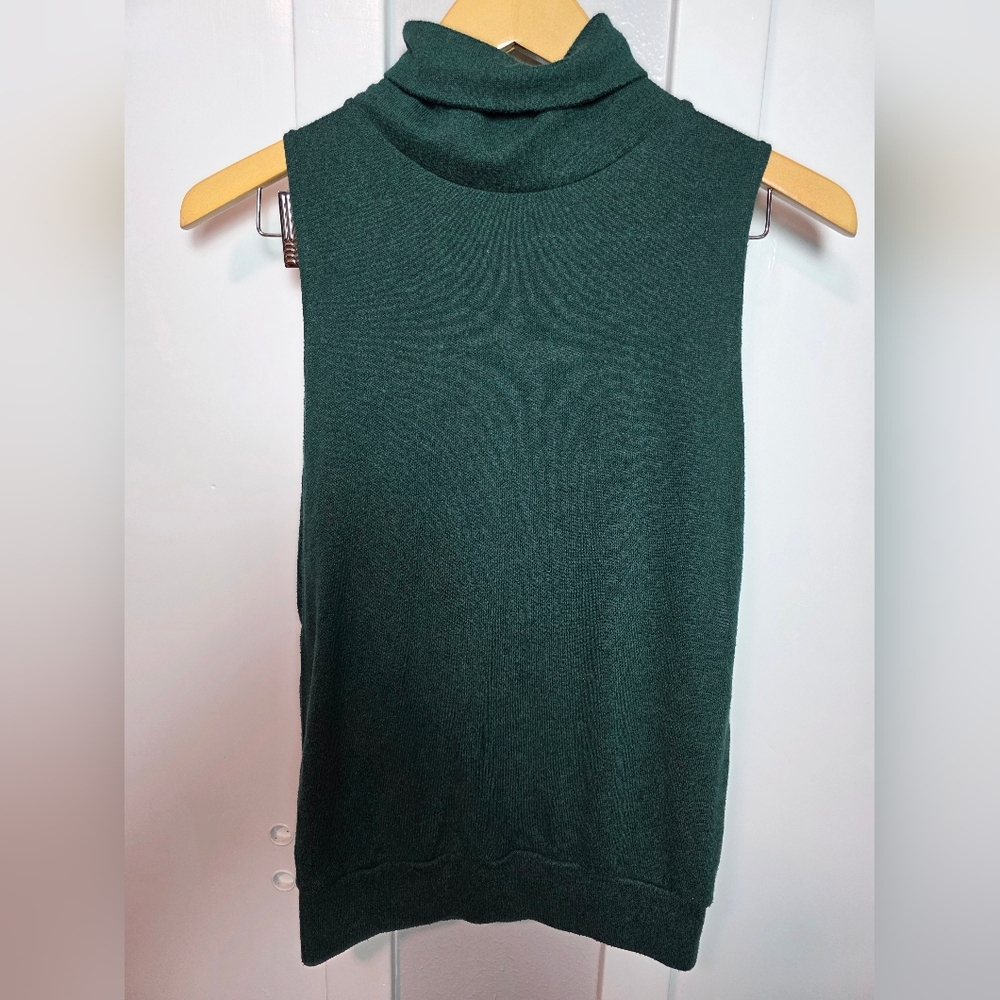 DYI Forest Green Sleeveless Cowl Neck Sweater Knit Top - Size Small
